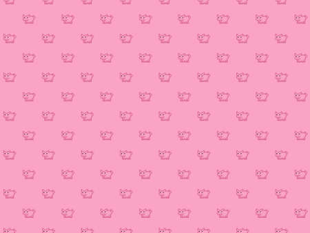 Pink pixel pig background (seamless pattern)の写真素材