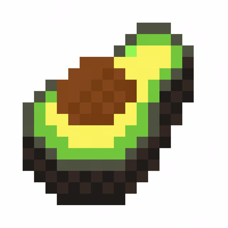 Cute pixel avocado - vector, isolatedのイラスト素材