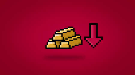 Pixel gold bars decreasing in value - high res wallpaperの写真素材