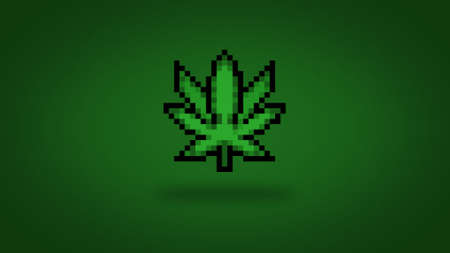 Pixel Cannabis leaf wallpaper - high res backgroundの写真素材
