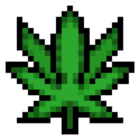 Pixel Cannabis leaf - vector, isolatedのイラスト素材