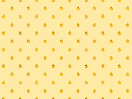 Cute pixel 8 bit chick background - high res seamless patternの写真素材