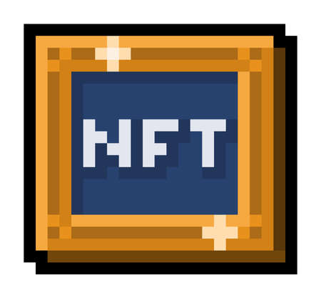 Pixel NFT in art frame - isolated, vectorのイラスト素材