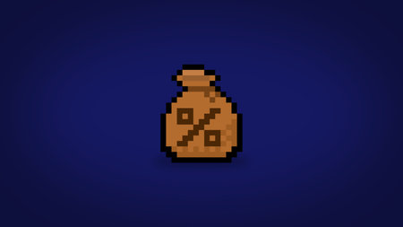 Pixel bag of money with percentage sign background - high resolution 4k wallpaper
