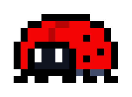 Cute tiny red 8 bit lady bird or bug - isolated vectorのイラスト素材