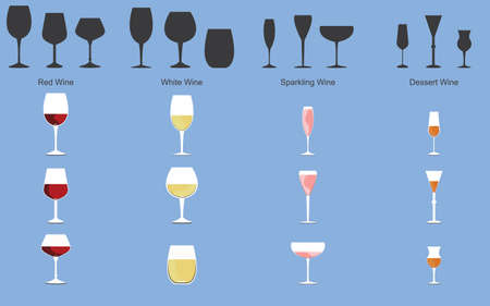 Types of Wine and Glassesのイラスト素材