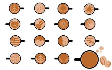 Set of the Art Image of Cappuccino and Coffeeのイラスト素材