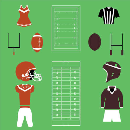 Set of Many American Football And Rugby Icons and Vectorsのイラスト素材