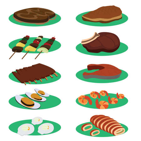 Set of Grill Steak and barbecue Cuisine Menu Vectorsのイラスト素材