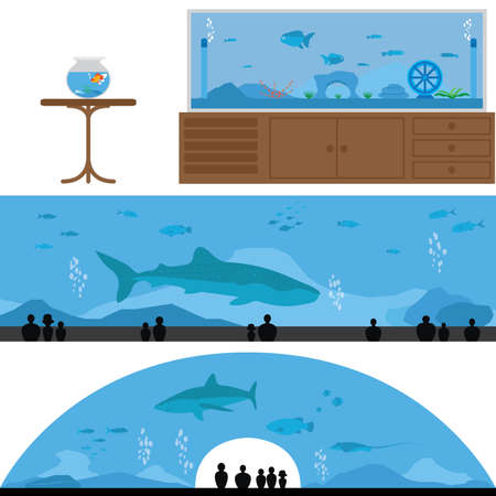Set of Fish Tank and Aquarium Landscape のイラスト素材