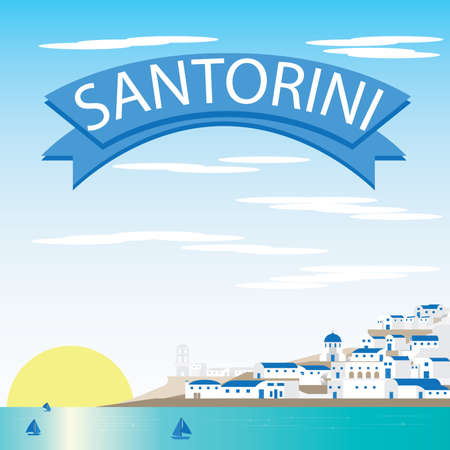 Santorini Landscape vectorsのイラスト素材