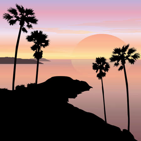 Sunset and Sunrise Cape Landscapeのイラスト素材