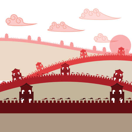 7 Wonder of the world Great Wallのイラスト素材