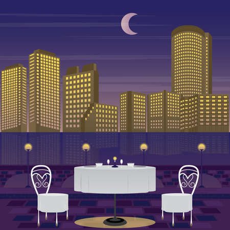 Dinner Night scene Cityscapeのイラスト素材
