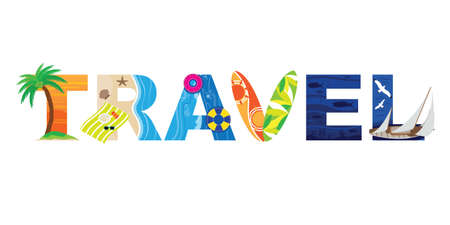 Travel Art Word Beach and Seaのイラスト素材