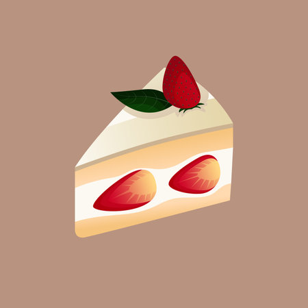 Strawberry dessert cake cut icon.