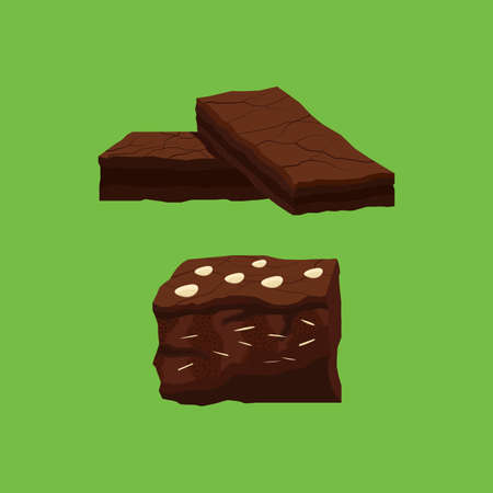 Set of Chocolate Brownies Vector and Iconのイラスト素材