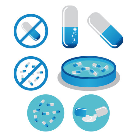 Drugs and Medicine vector illustration setのイラスト素材