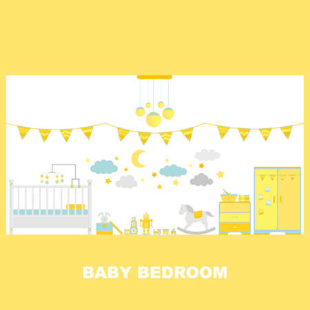 Baby Bedroom Interior Decoration Vectorのイラスト素材