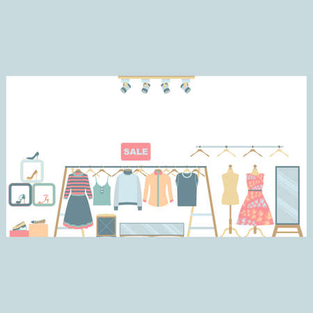 Women Clothing and Shoe Store Vectorのイラスト素材