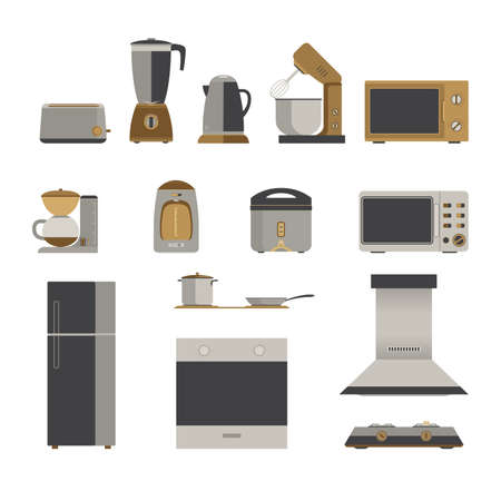 Kitchen appliance and Equipment Isolated Setのイラスト素材
