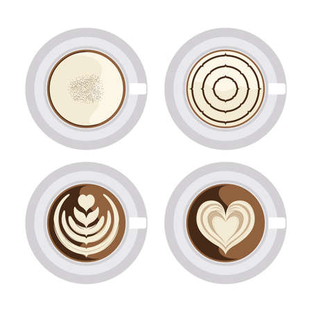 Cup of Coffee with Latte Art. Isolated Vectorのイラスト素材