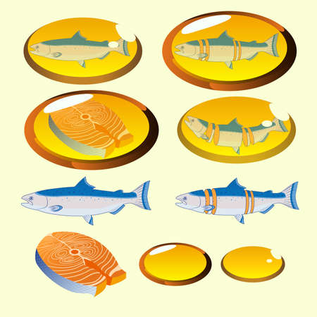 Fish Oil Supplement Healthcare Isolated Vector.のイラスト素材