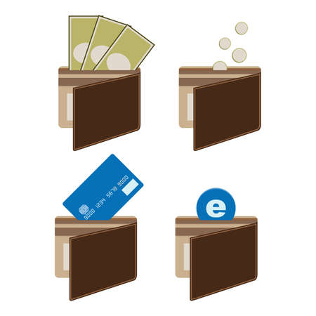 Wallet with Money and Card Payment Isolated Vectorのイラスト素材