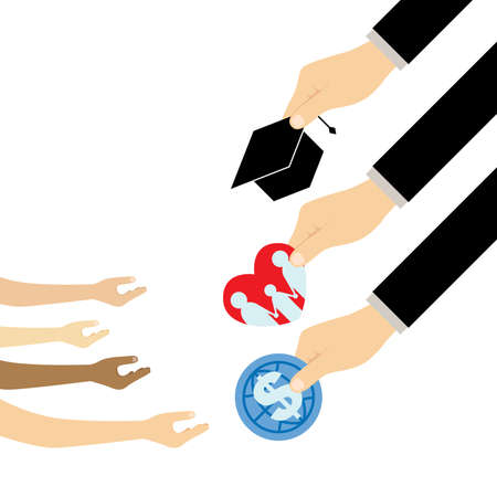 Hand children charity foundation education and family vector illustration.のイラスト素材