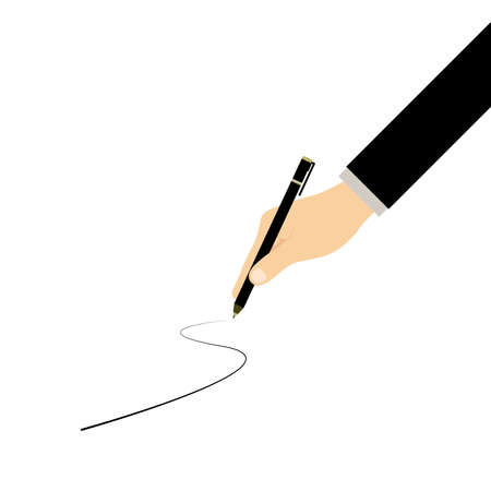 Hand Writing and Signing Contract Agreement Vectorのイラスト素材