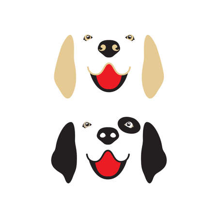 Dog Face Set Golden Retriever and Dalmatian Vectorのイラスト素材