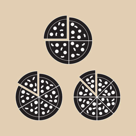 Pizza Piece Cut Set Vector and Iconのイラスト素材