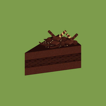 Chocolate cake dessert and bakery vector icon.のイラスト素材