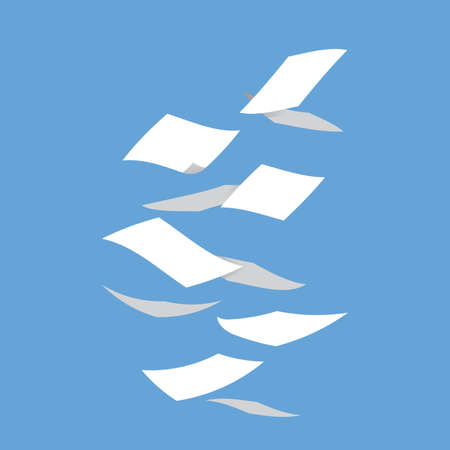 Paper and Document Blowing in the Wind Vectorのイラスト素材