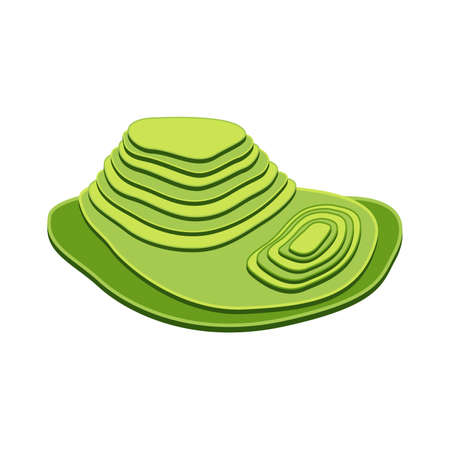 Rice Terrace Mountain and Hill Asia Landscape Bird Eye View Vectorのイラスト素材