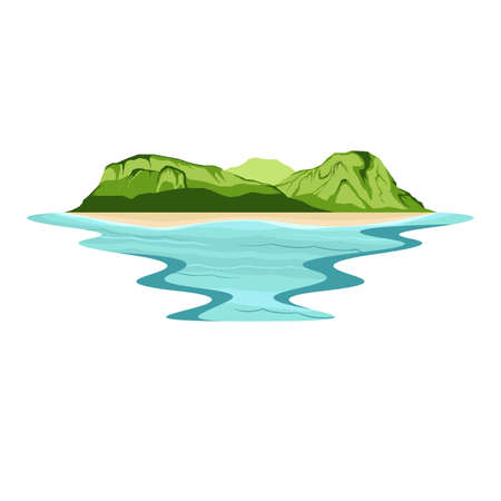 Island Beach Sand Sea and Coastline Tropical Landscape Vectorのイラスト素材