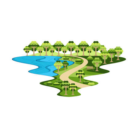 Park Garden and Lake for Activity Landscape Vectorのイラスト素材