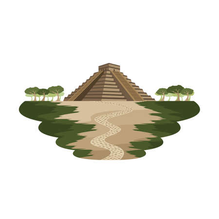 Aztec Pyramid Ancient Monument Mexico Landscape Vectorのイラスト素材