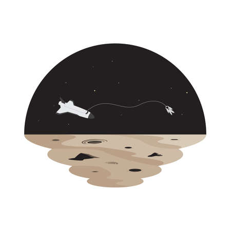 Astronaut Spaceship Space and Moon Landscape Vectorのイラスト素材