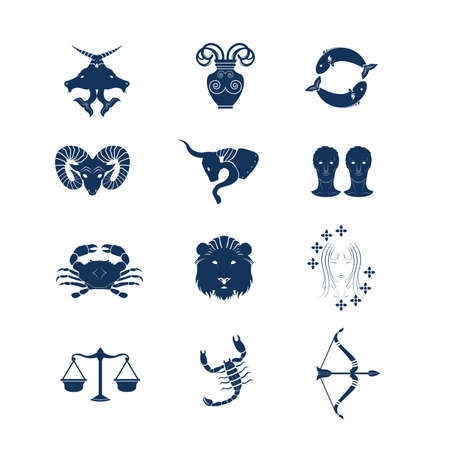 Set of Twelve Zodiac Horoscope Vector and Iconのイラスト素材