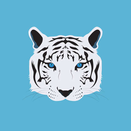White Bengal Tiger Head Vector and Iconのイラスト素材