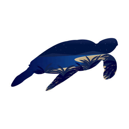 Sea Turtle Beach Island Landscape Conservation Environment Vectorのイラスト素材
