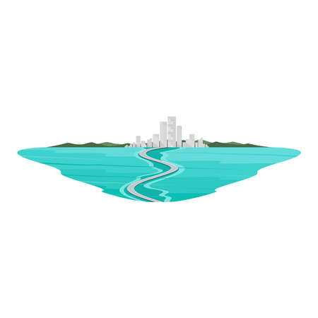 Bridge across the Sea Island Landscape Vectorのイラスト素材