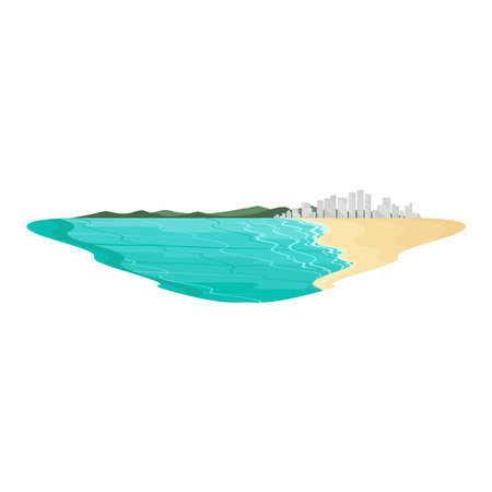 City Beach Coastal and Sea Landscape Vectorのイラスト素材