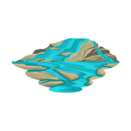 Waterfall Lake and River Mountain Landscape Vectorのイラスト素材