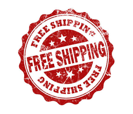 free shipping stamp on white backgroundの写真素材