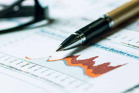 Financial accounting graphs and charts analysisの写真素材