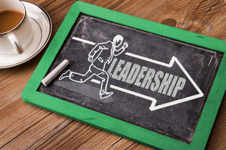 leadership concept on blackboardの写真素材