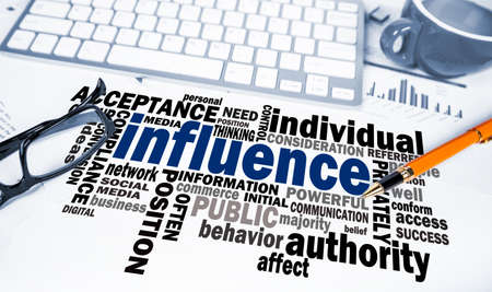 influence word cloud chart on office sceneの写真素材