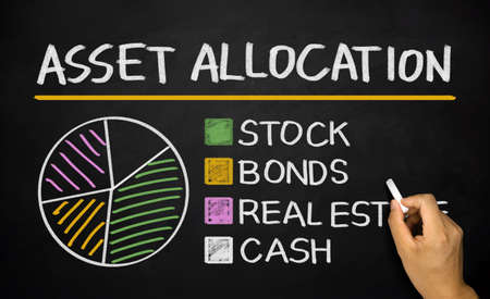 asset allocation concept graph on blackboardの写真素材